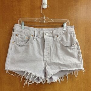 Levi's 501 Lavender Frayed Hem Jean Shorts